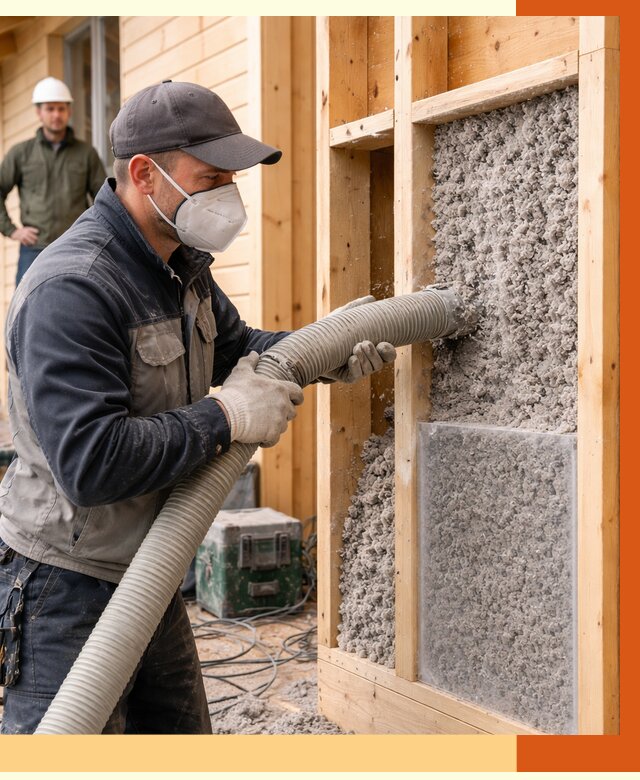 Утепление дома из бруса эковатой в Курске от 1928 руб/м2 | ТепломастерКус