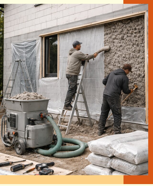 Утепление дома из газобетона эковатой в Курске от 4691 руб./м2 | ТепломастерКус