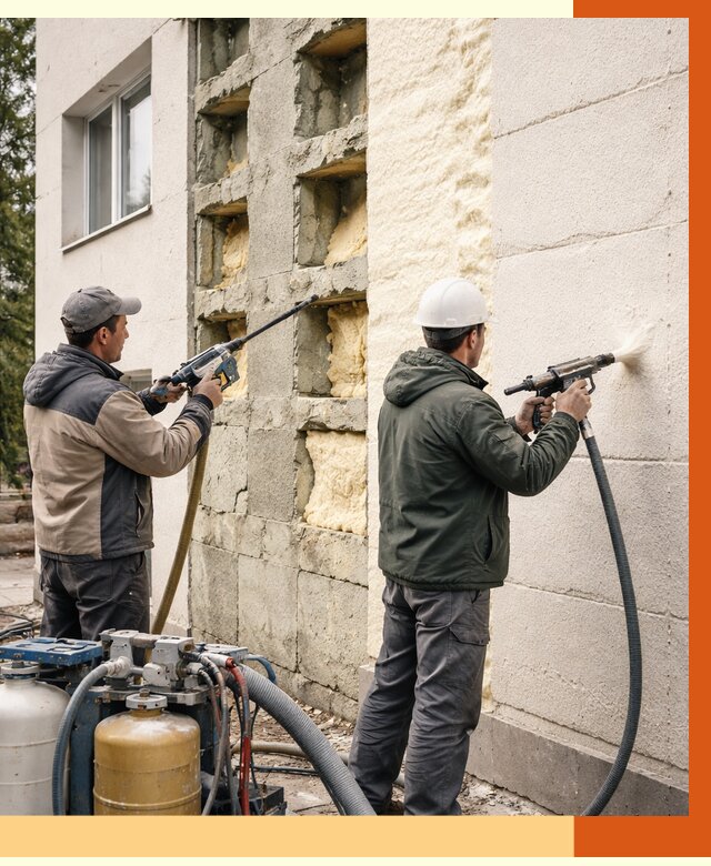 Заполнение пустот фасада в Курске от 4691 руб. — утепление пустот облицовки | ТепломастерКус