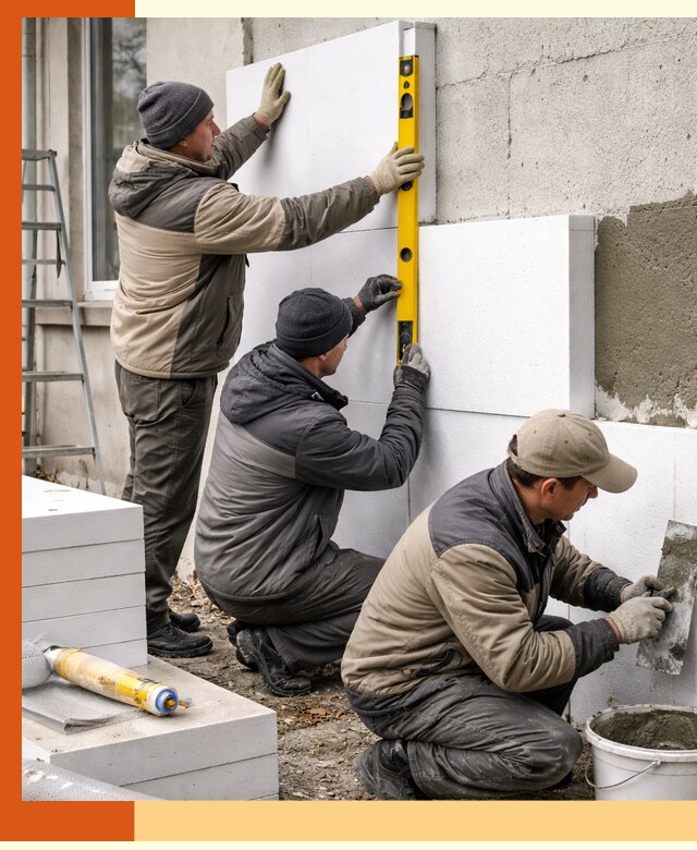 Утепление пенопластом наружных стен и фасадов в Курске