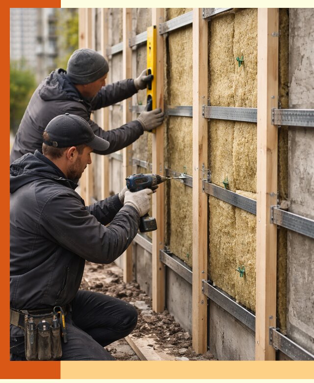 Монтаж обрешетки под утепление зданий и квартир в Курске